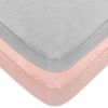 Picture of Pack and Play Sheets 2 Pack, 100% Cotton Flannel, Fitted Portable Mini Crib Sheet for Girls Boys, Ultra Soft Breathable Convertible Playard Mattress Cover, Playard Playpen Sheet Warm, Grey&Pink