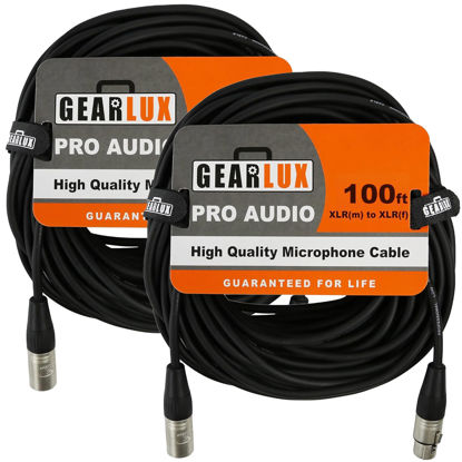 Picture of Gearlux XLR Microphone Cable, Fully Balanced, Male to Female, 100 Feet - 2 Pack