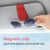 Picture of KanSmart Sunglass Holder for Car Visor Sunglasses Clip Magnetic Leather Glasses Eyeglass Holder Truck Car Interior Accessories Universal for Woman Man -Red