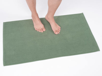Picture of Cotton Paradise Bath Rug for Bathroom, 20x34 inch 100% Cotton Non Slip Bath Mat Rug, Soft Absorbent Machine Washable, Sage Green Bath Rug