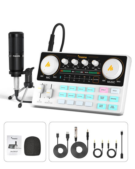Picture of MAONO Podcast Equipment Bundle Audio mixer All-in-One Podcast Production Studio with 3.5mm Microphone for Live Streaming, Podcast Recording, PC, Smartphone, DJ MaonoCaster Lite (AU-AM200-S1)