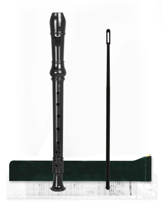 Picture of Mr.Power Soprano Recorder for Beginners School Students German Style C Key 8 Holes 3 Piece Instrument with Cleaning Rod, Fingering Chart, Packing Bag (Black)