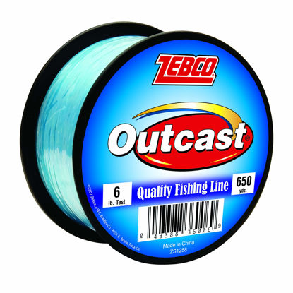 Picture of Zebco Outcast Monofilament Fishing Line, 650-Yards, 6-Pound, Low Memory and Stretch, High Tensile Strength, Blue