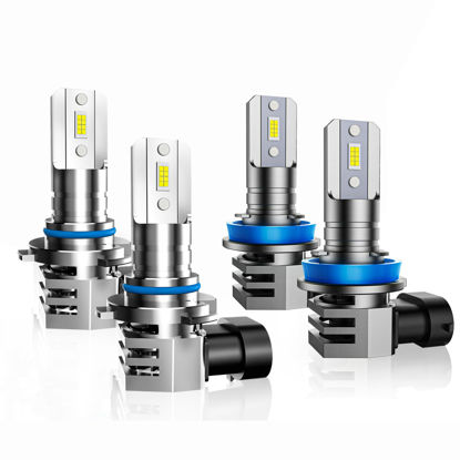 Picture of RCJ 9005/HB3 H11/H8/H9 Fog Bulbs Combo, 6000K Cool White with Cooling Fan, Plug-N-Play, Pack of 4