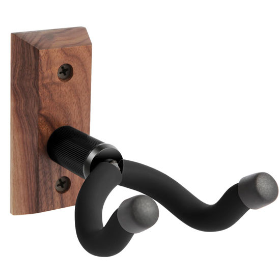 Picture of Guitar Wall Mount, Guitar Hangers hooks Bracket Holder Stand for Acoustic and Electric Guitars Bass Banjo Mandolin, Black Walnut Wood base by VEINTICO.