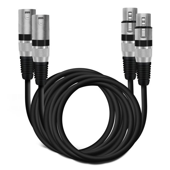 Picture of GearIT XLR to XLR Microphone Cable (10 Feet, 2-Pack) XLR Male to Female Mic Cable 3-Pin Balanced Shielded XLR Cable for Mic Mixer, Recording Studio, Podcast - Black, 6ft, 10 Pack