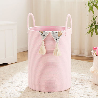 Picture of Artfeel Laundry Basket,Woven Cotton Rope Laundry Hamper,100L for Decorative Storage of Dirty Clothes,Toys and Blankets in Bathroom,Baby Room and Living Room