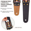 Picture of Nefelibata Guitar Strap, Embroidered Cotton Guitar Straps with Head Cowhide Leather Ends for Bass, Electric & Acoustic Guitars, Free Strap Button, 1 Pair Strap Locks and 4 Guitar Picks