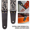 Picture of Nefelibata Guitar Strap, 2" Embroidery Full Grain Leather Ends Guitar Straps with Hidden Pocket, for Bass, Electric and Acoustic Guitars, Strap Button, Strap Locks and Guitar Picks