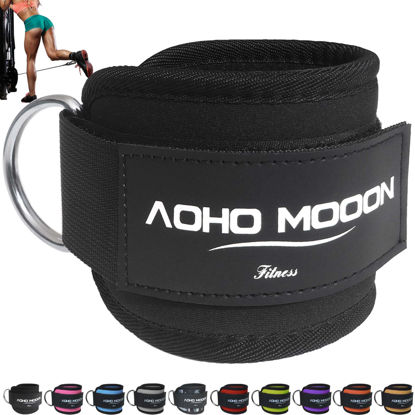 Picture of AOHO MOOON Comfortable Adjustable Ankle Straps for Cable Machines Women, Gym Workout Leg Straps, Ankle Cuffs for Glute Workouts, Foot Straps for Kickback, One Size Fit All with D Ring