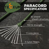 Picture of TECEUM Paracord 550 (750) Moss - 100 ft - 4mm - 100% Nylon Strong Tactical MIL-SPEC Parachute Cord - Survival Rope Emergency para Cord 11 Strands Core EDC Camping Hiking Military Gear 331a