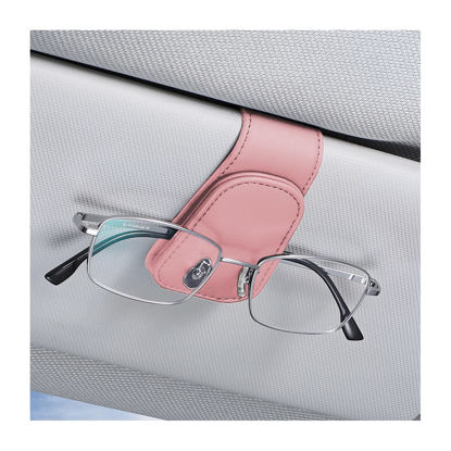 Picture of AICEL Sunglasses Holders for Car Sun Visor, Leather Eyeglasses Hanger Mounter, Magnetic Glasses Holder and Ticket Card Clip, Auto Interior Accessories Universal for SUV Pickup Truck