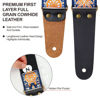 Picture of Nefelibata Guitar Strap, Vintage Cotton Guitar Straps with Head Cowhide Leather Ends for Bass, Electric & Acoustic Guitars, with Free Strap Button, 1 Pair Strap Locks and 4 Guitar Picks
