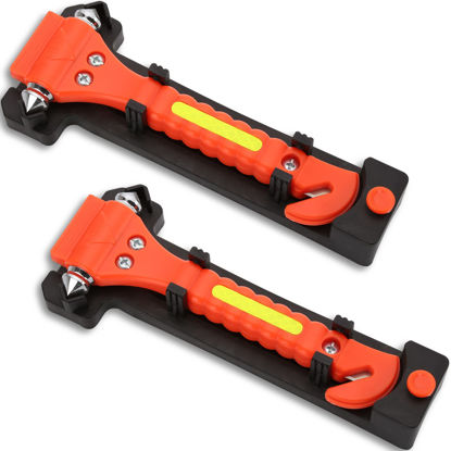Picture of SINSEN Car Safety Hammer Set of 2 Emergency Escape Tool Auto Car Window Glass Hammer Breaker and Seat Belt Cutter Escape 2-in-1 for Family Rescue & Auto Emergency Escape Tools
