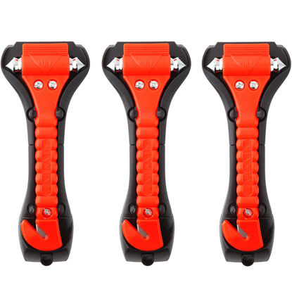 Picture of SINSEN Car Safety Hammer Set of 3 Emergency Escape Tool Auto Car Window Glass Hammer Breaker and Seat Belt Cutter Escape 2-in-1 for Family Rescue & Auto Emergency Escape Tools (3 PCS)