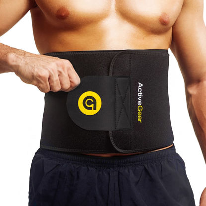 Picture of ActiveGear Premium Waist Trimmer Belt Slim Body Sweat Wrap for Stomach and Back Lumbar Support, Large: 9" x 46" - Yellow