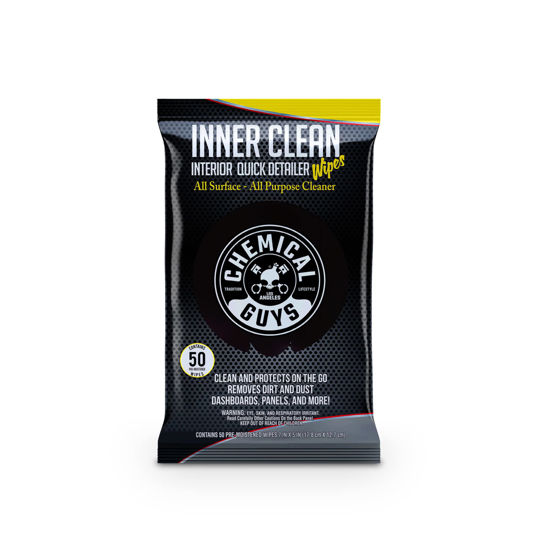 Picture of Chemical Guys PMWSPI66350 InnerClean Interior Quick Detailer & Protectant Wipes Mega 50 Pack, Safe for Cars, Trucks, SUVs, Jeeps, Motorcycles, RVs & More, (50 Ct)