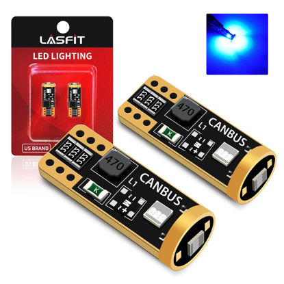 Picture of LASFIT 194 LED Bulb Blue 168 T10 192 2825 W5W LED Bulb Canbus Error Free, Non-Polarity 400LM Extremely Bright for Dashboard Light, Dome Map Courtesy Door Trunk Cargo Lights, Pack of 2