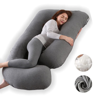 Picture of ALLOPERA Pregnancy Pillow, Full Body Maternity Pillow 57 inch, with Removable Washable Cover - Support for Legs, Back, Neck, Shoulder, HIPS, Belly for Pregnent Women, Jersey Knit Cotton (Dark Grey)