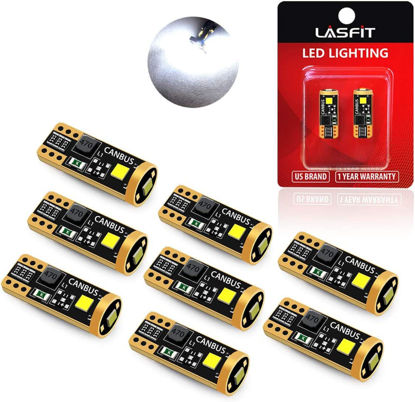 Picture of LASFIT 194 LED Bulb 6000K White, T10 168 2825 W5W LED Replacement Light Bulbs, For Dome Map Light, Door Light, Courtesy Light, License Plate Light, Trunk Light, Super Bright (Pack of 8)