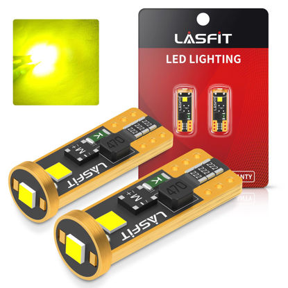 Picture of LASFIT194 LED Bulb, Extremely Bright T10 168 2825 W5W Wedge 3030 Chipsets 400 Lumens, Error Free for Car Interior Dome Map Door Courtesy Lights, Golden Yellow，12-24V
