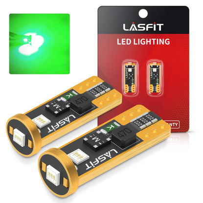 Picture of LASFIT 194 168 T10 2825 W5W LED Bulb Canbus Error Free,3030 Chipsets Error Free for Car Interior Dome Map Door Courtesy Lights, Non-Polarity 400LM 6000K Extremely Bright Green Color