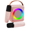 Picture of VERKB Mini Karaoke Machine for Kids Adults, Portable Bluetooth Speaker with 2 Wireless Microphones, Microphone Speaker Set with LED Disco Lights for Home Party, Birthday Gifts for Girls Boys Kid(Pink)