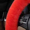 Picture of Plush Fuzzy Wool Sheepskin Car Steering Wheel Cover for Girls Women, Protector Universal Car Auto Steering Wheel 14 1/2-15 1/2inchs (Tangerine)