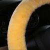 Picture of Plush Fuzzy Fluffy Wool Sheepskin Car Steering Wheel Cover for Girls Women Cozy Universal Soft Car Auto 14 1/2-15 1/2inchs (Golden Yellow)