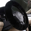 Picture of OGLAND Soft Fluffy Plush Sheepskin Car Steering Wheel Cover for Universal Auto Vehicle Women Man 14 1/2 inch-15 1/2inch Fuzzy Accessories Whole Sheepskin Black