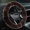 Picture of Soft Fluffy Sheepskin Car Steering Wheel Cover for Universal Auto Vehicle Women Man 14 1/2 inch-15 1/2inch Fuzzy Accessories (Teak)