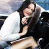 Picture of Soft Fluffy Sheepskin Car Steering Wheel Cover for Universal Auto Vehicle Women Man 14 1/2 inch-15 1/2inch Fuzzy Accessories (Teak)