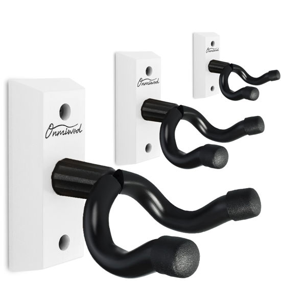 Picture of Onmiwod Guitar Wall Mount 3 Pack, White Hardwood Guitar Hanger, U-Shaped Guitar Wall Hanger Mount, Guitar Holder Hook Stand Wall for Acoustic, Electric Guitar, Banjo, Bass, for Guitar Player Men Boy
