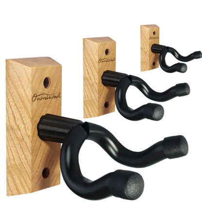 Picture of Onmiwod Guitar Wall Mount 3 Pack, Ash Hardwood Guitar Hanger, U-Shaped Guitar Wall Hanger Mount, Guitar Holder Hook Stand Wall for Acoustic, Electric Guitar, Banjo, Bass, for Guitar Player Men Boy