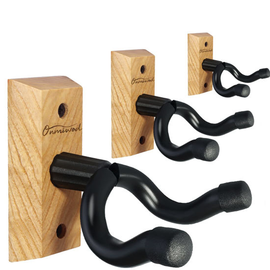 Picture of Onmiwod Guitar Wall Mount 3 Pack, Ash Hardwood Guitar Hanger, U-Shaped Guitar Wall Hanger Mount, Guitar Holder Hook Stand Wall for Acoustic, Electric Guitar, Banjo, Bass, for Guitar Player Men Boy