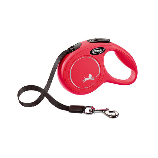Picture of FLEXI New Classic Tape Retractable Dog Leash for Small Dogs Upto 26 lbs. - 10 ft., Red | Tangle Free Pet Walking Leash with One-Handed Brake, Pause, Lock|German Quality Product