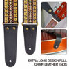 Picture of Nefelibata Guitar Strap, 2" Cotton Embroidery Guitar Straps, Full Grain Leather Ends with Hidden Pocket, for Bass, Electric and Acoustic Guitars, Strap Button, Strap Locks and Guitar Picks