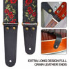 Picture of Nefelibata Guitar Strap, 2" Cotton Embroidery Guitar Straps, Full Grain Leather Ends with Invisible Pocket, for Bass, Electric and Acoustic Guitars, Strap Button, Strap Locks and Guitar Picks