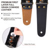 Picture of Nefelibata Guitar Strap, Flower Embroidery Guitar Straps with Head Cowhide Leather Ends for Bass, Electric & Acoustic Guitars, Come with Free Strap Button, 1 Pair Strap Locks and 4 Guitar Picks