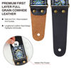 Picture of Nefelibata Guitar Strap, Vintage Embroidered Cotton Guitar Straps with Head Cowhide Leather Ends for Bass, Electric & Acoustic Guitar, with Strap Button, 1 Pair of Strap Locks and 4 Guitar Picks