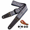 Picture of Nefelibata Guitar Strap,Vintage Nylon jacquard guitar straps with Genuine Leather Ends for Bass,Electric,Acoustic Guitar,Come with Free Strap Button,2 Strap Locks and 4 Picks (African tribes)