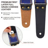 Picture of Nefelibata Guitar Strap, Sun Embroidered Cotton Guitar Strap with Head Cowhide Leather Ends for Bass, Electric and Acoustic Guitars, Free Strap Button, 1 Pair of Strap Locks and 4 Guitar Picks