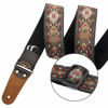 Picture of Nefelibata Guitar Strap, 2" Embroidery Full Grain Leather Ends Guitar Straps with Hidden Pocket, for Bass, Electric and Acoustic Guitars, Strap Button, Strap Locks and Guitar Picks