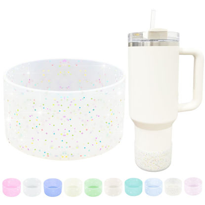Picture of WORBSS Glitter Silicone Boot, Compatible with Stanley Tumbler H2.0 20 30 40oz & Hydro Flask 18-24oz, Accessories for Wide Mouth Water Bottles Protector Bottom Sleeve Cover Bumper As the Best Gfit