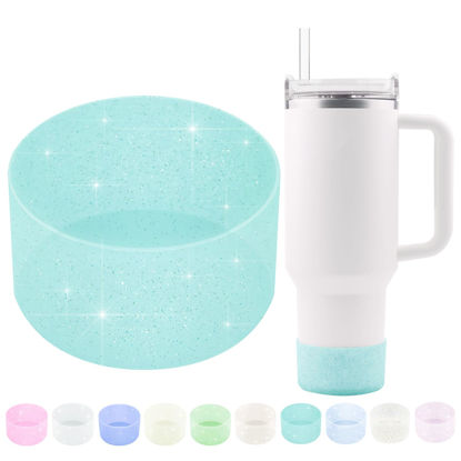 Picture of WORBSS Glitter Silicone Boot, Compatible with Stanley Tumbler H2.0 20 30 40oz & Hydro Flask 18-24oz, Accessories for Wide Mouth Water Bottles Protector Bottom Sleeve Cover Bumper As the Best Gfit