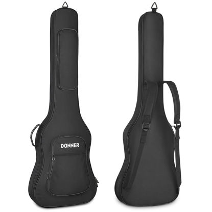 Picture of Donner 47 Inch Bass Guitar Case, 0.4 Inch Thick Padding Sponge 600D Ripstop Waterproof Nylon Soft Electric Bass Guitar Gig Bag with 3 Pockets and Back Hanger Loop, Black