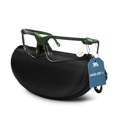 Picture of xaegistac Shooting Glasses with Case Anti Fog Hunting Safety Glasses for Men Women (Clear Lens-Green Frame)