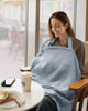 Picture of Blissful Diary Muslin Nursing Cover for Breastfeeding, Breathable Breastfeeding Cover up with Arch Neckline for Women, Nursing Apron(Light Blue)