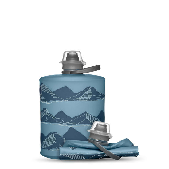 Picture of HydraPak Mountain Stow (500ml, 17oz) - Collapsible Water Bottle - Ultralight & Packable Travel Bottle, Flexible Ski, Hike, Bike or Climb Squeeze Flask - Tahoe Blue
