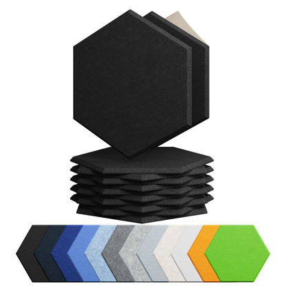 Picture of Amantech 12 Pack Acoustic Panels Self Adhesive Sound Proof Foam, High Density Sound Acoustic Foam Panel, 12X10.23X0.4 Inch Hexagon Wall Panels in Home,Office,Reccording Room,Studio(Black)